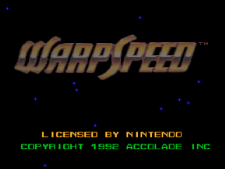 WarpSpeed title screen for Super Nintendo